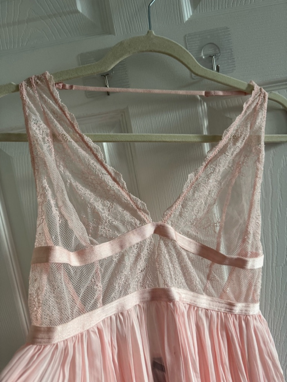 NWT Victoria's Secret Chiffon Pleated Babydoll Lingerie Pink L - Picture 5 of 15